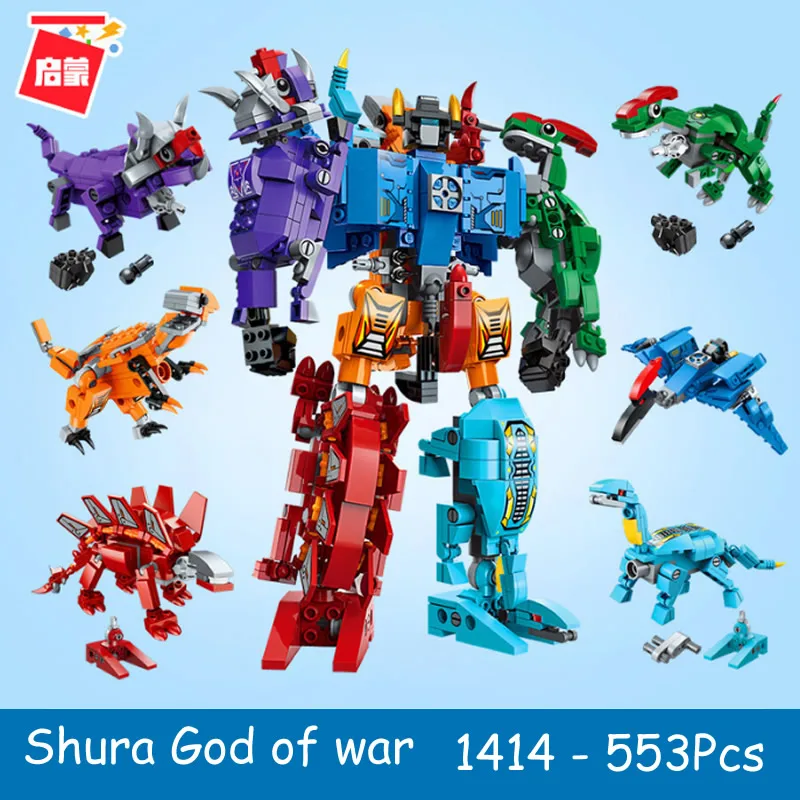 QMAN building blocks Kit Bricks Model Kids Toys 6IN1 Shura God of War robot combination Transfiguration 553Pieces NO.1414