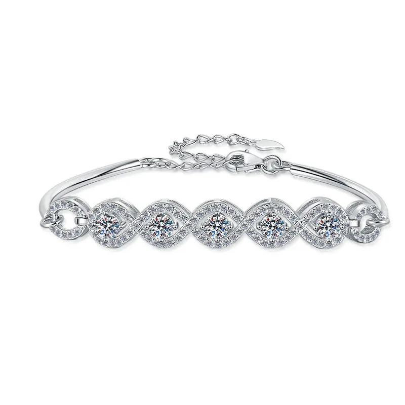 PULSERA con dije de moissanita extraña de plata S925 de 0,3 quilates, moda para mujer, caja de regalo elegante versátil con incrustaciones TRIPLE PREMIUM GRA CERTIFIED