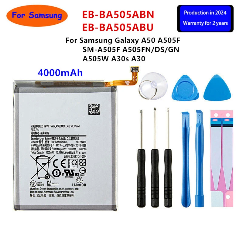 Brand New EB-BA505ABN EB-BA505ABU 4000mAh Battery For  Samsung Galaxy A50 A505F SM-A505F A505FN/DS/GN A505W A30s A30+Tools