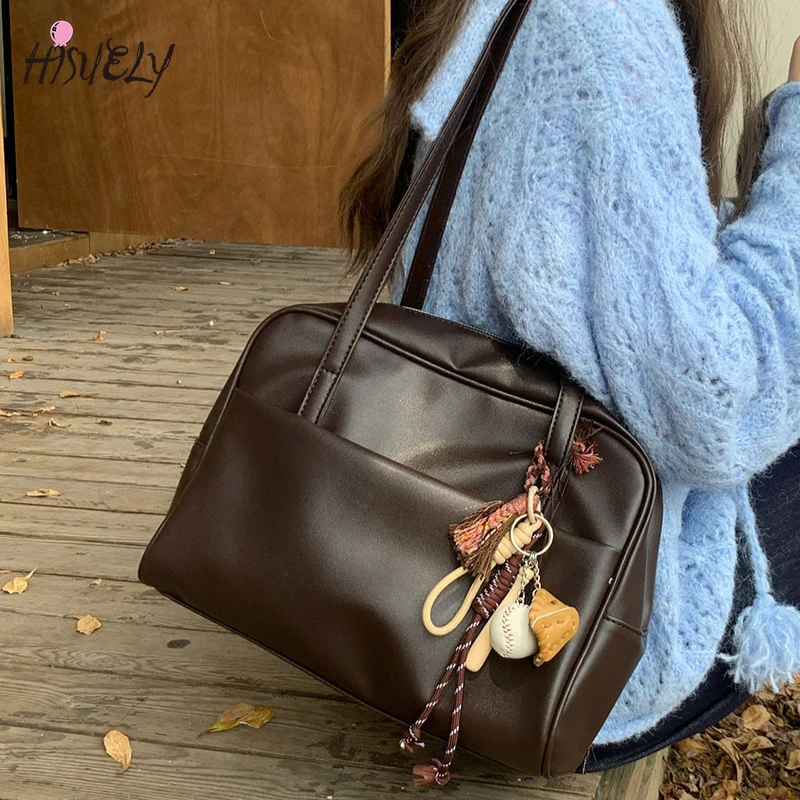 

Korean Large Capacity Single Shoulder Bags for Women Handbag 2025 New Versatile Vintage Underarm Bag Autumn Arrival Tote Bag