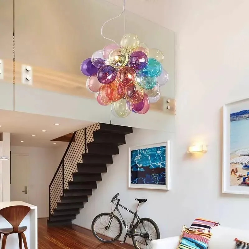Colorful Glass Bubble Pendant Lights Living Room Decor Chandeliers Bedroom Led Hanging Lamps Playhouse Illumination Indoor Light
