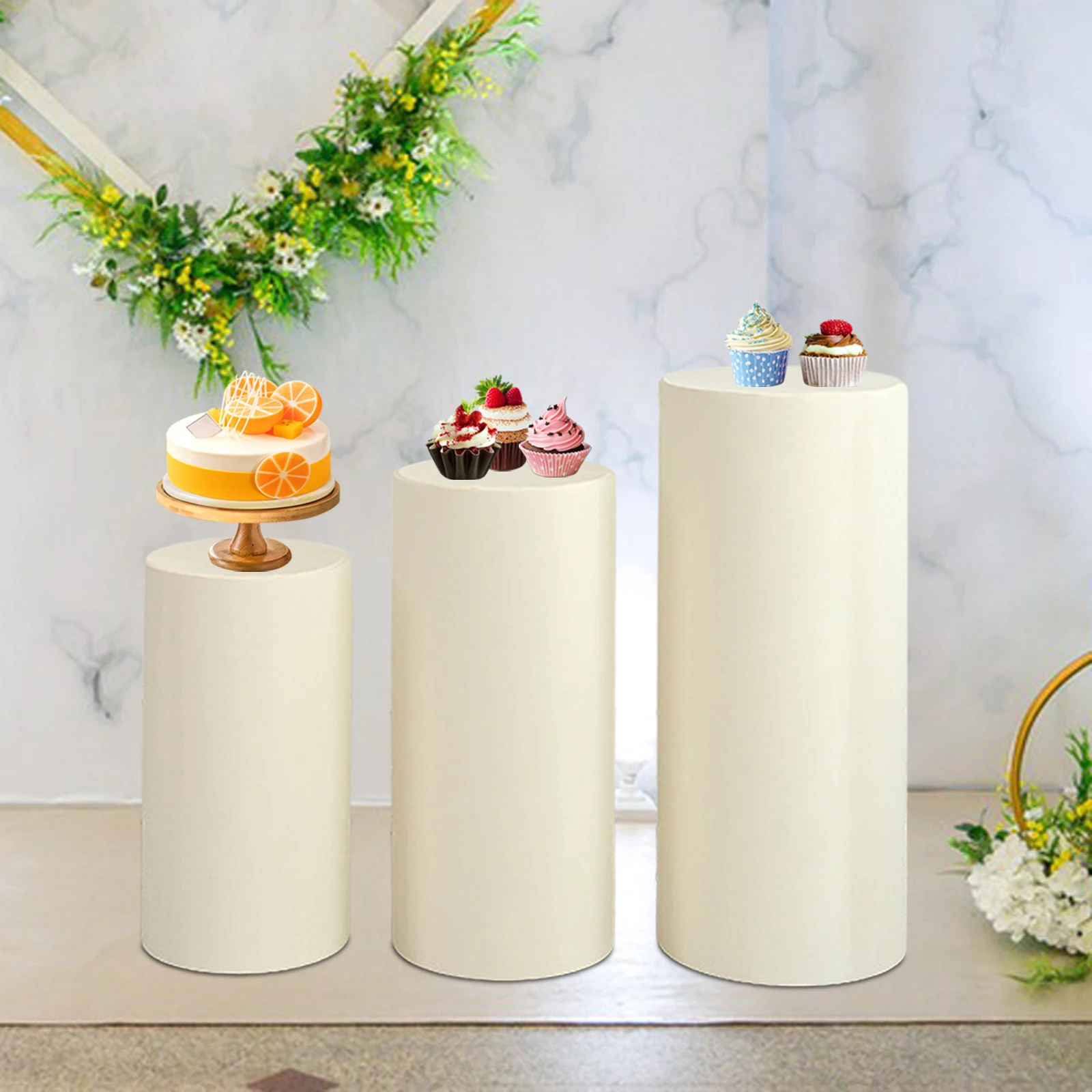 Wedding Cylindrical Dessert Bucket Set Dessert Table Party Decoration Props Three Piece Set Cylinder Pedestal Covers Party