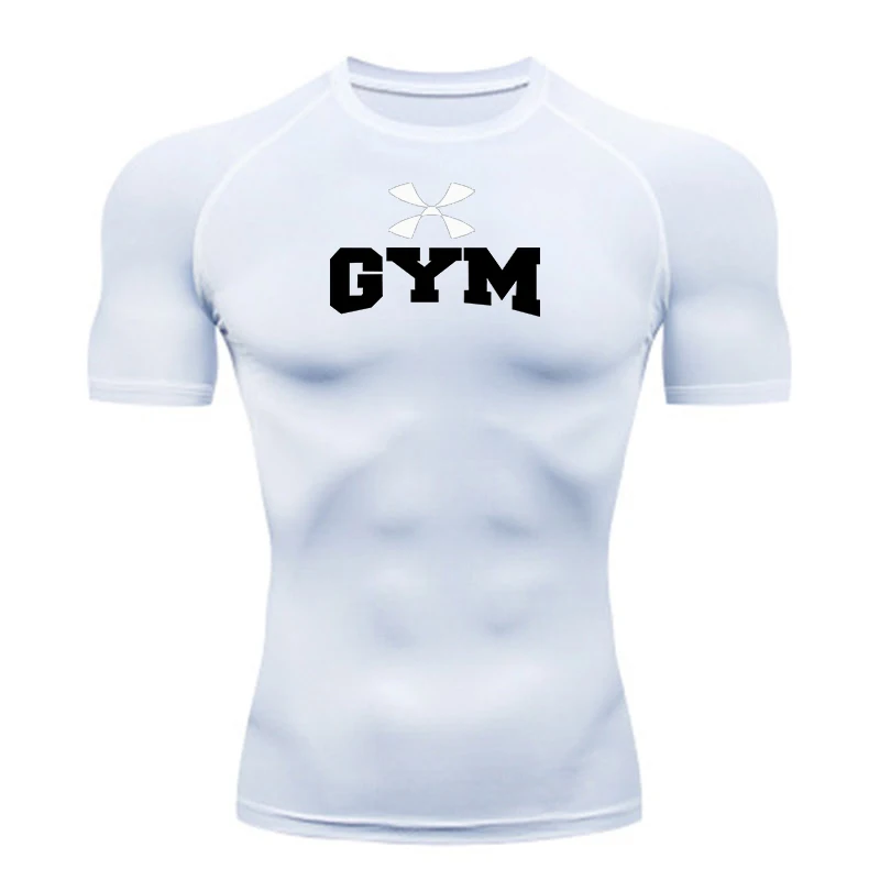 Compression T Shirt Men Summer Sportswear Running T-shirt Elastic Quick Dry Sport Tops Tee Athletic Gym Workout Shirts