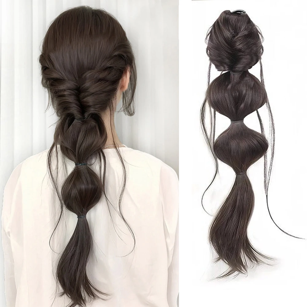 Claw Clip Fluffy Bubble Braid Ponytail Synthetic Hair Heat Resistant Fashion Hair Accessories for Women Daily Party Styling