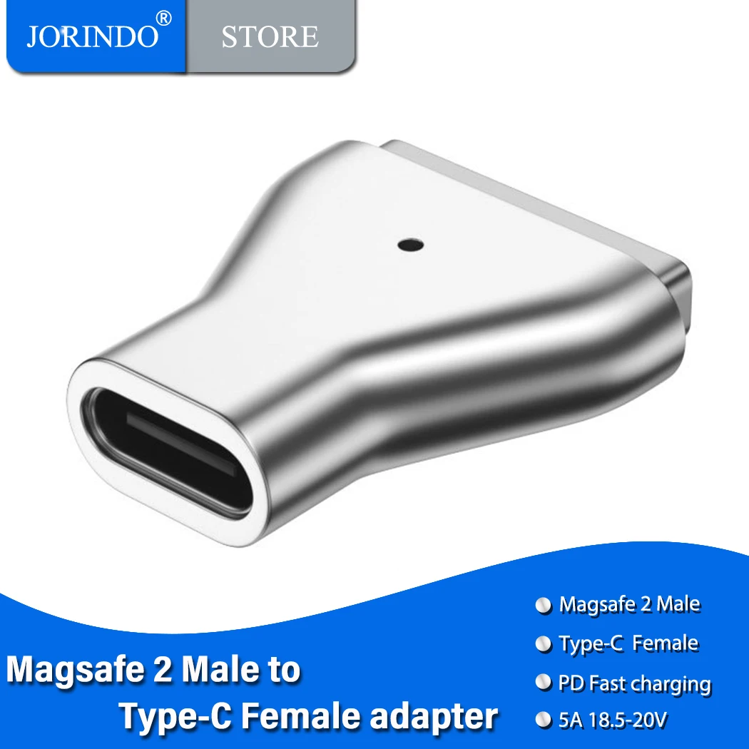 JORINDO Magsafe 2 male to Type-C female zinc alloy converter, magnetic Macbook PD fast charging adapter