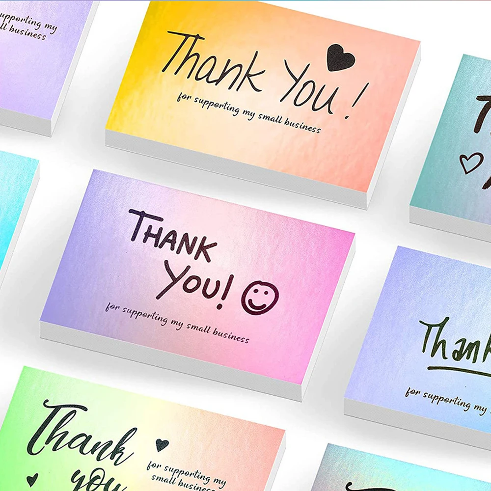 10-50 Pcs Thank You Cards for Supporting My Small Business Holographic Laser Cards Greeting Postcard for Online Retail Shopping