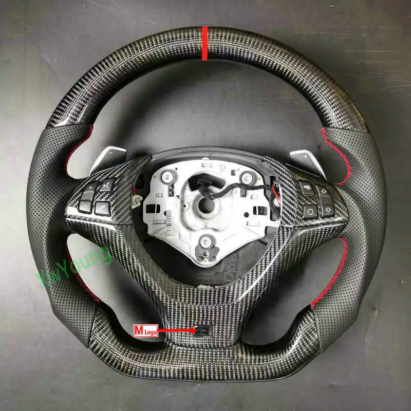 For BMW X5 X6 E70 E71 E72 Customize 100% Real Carbon Fiber Steering Wheel With Leather