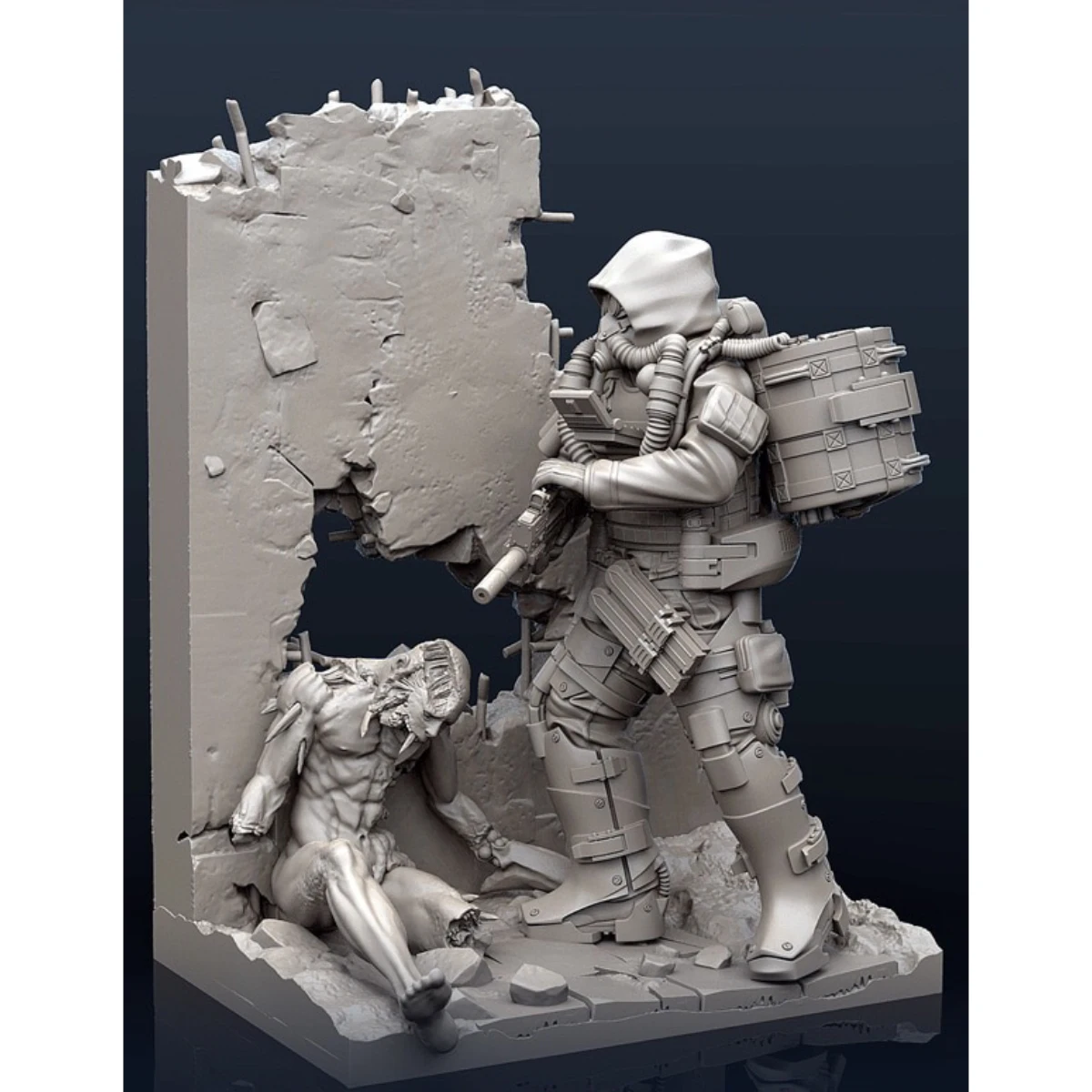 1/35 resin soldier model GK military theme (2 people with scene) unassembled and unpainted DIY kit 738R