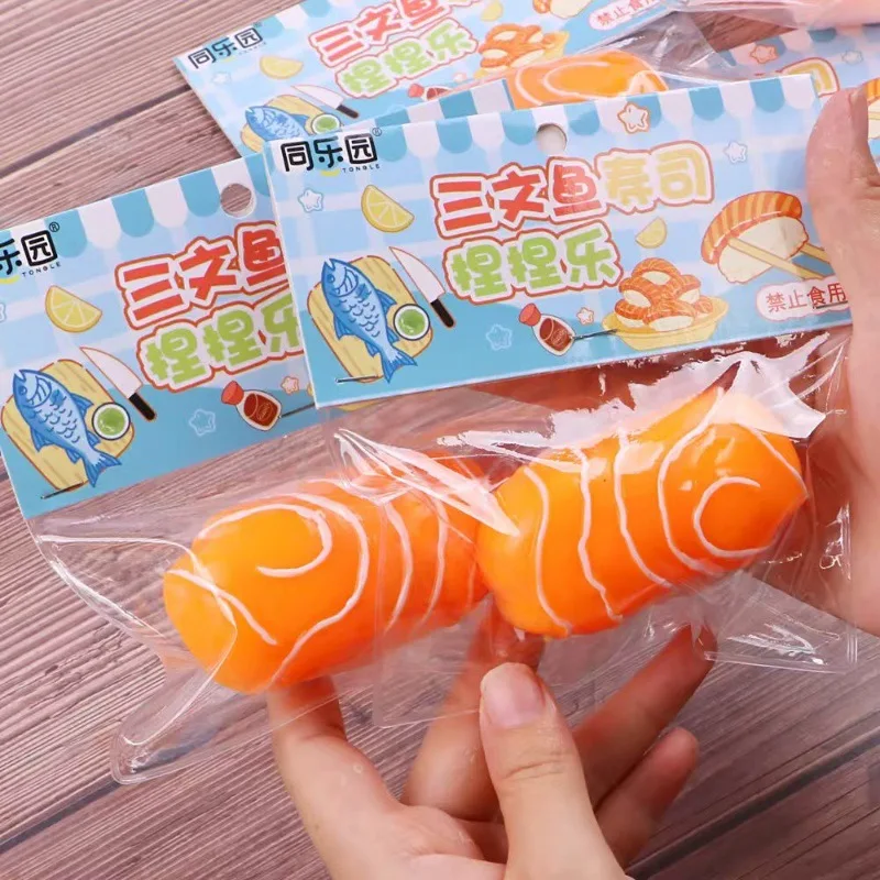

Soft Squishy Toys Salmon sushi Stress Relief Toy TPR Simulated Hand Feel, Elastic Recovery Food Release, Stress Relief