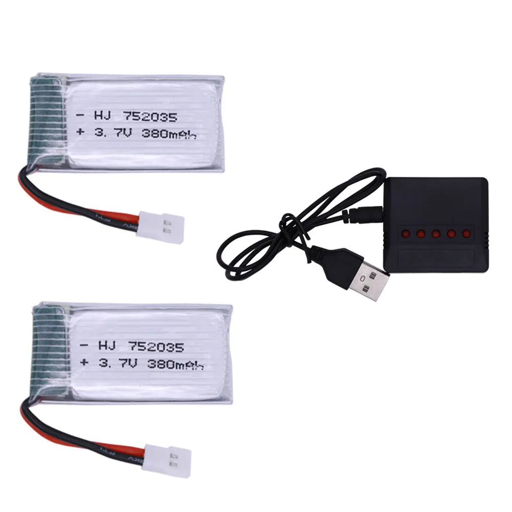 Sostituzione di ricambio per batteria Lipo 3.7V 380mAh 752035 25C per Hubsan X4 H107 H107L H107D JD385 JD388 per Multi-rotori per aerei RC 1S