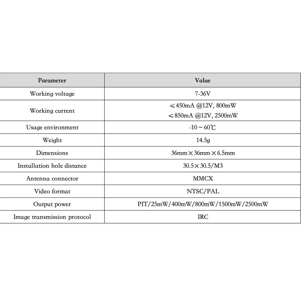 

5.8G Image Transmission 150mm Antenna VT5804-BAT 2.5W High Power Fixed Wing Traverser OSD Tuning