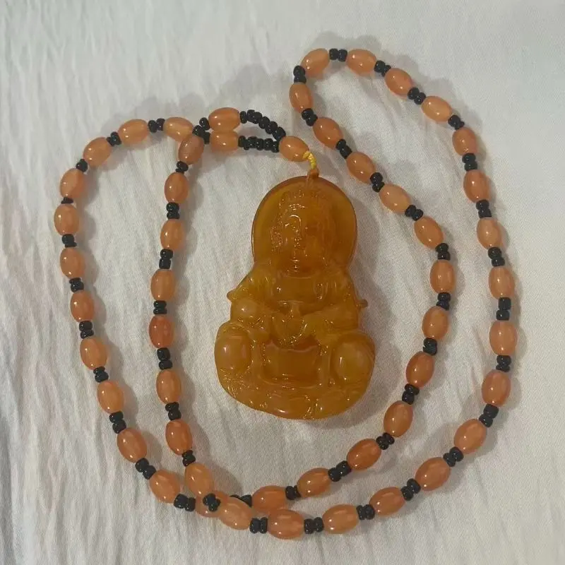 Exquisite Traditional Ethnic Style Second-generation Beeswax Guanyin Pendant Crafts