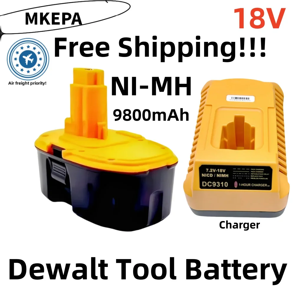 

New Original Power Tool Battery 18V 9800mAh，For Dewalt Power Tool DC9096 DE9039 DE9095 DW9098 DE9503 DW9096.Charger