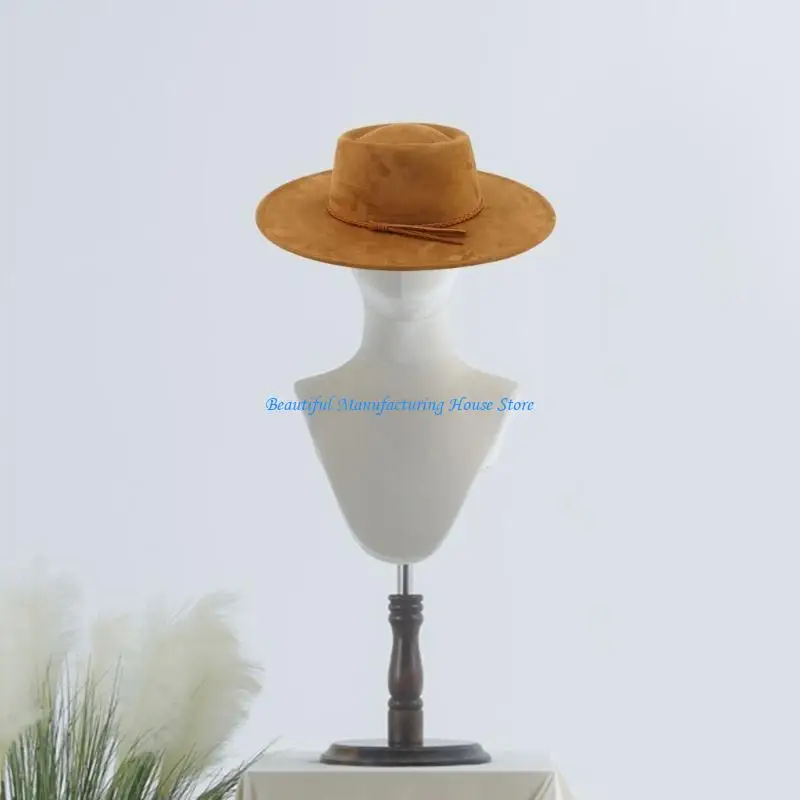 Chapeau Homburg élégant avec ceinture tressée, chapeau plat à larges bords, cadeaux Surprise, chapeau pour vacances, accessoires