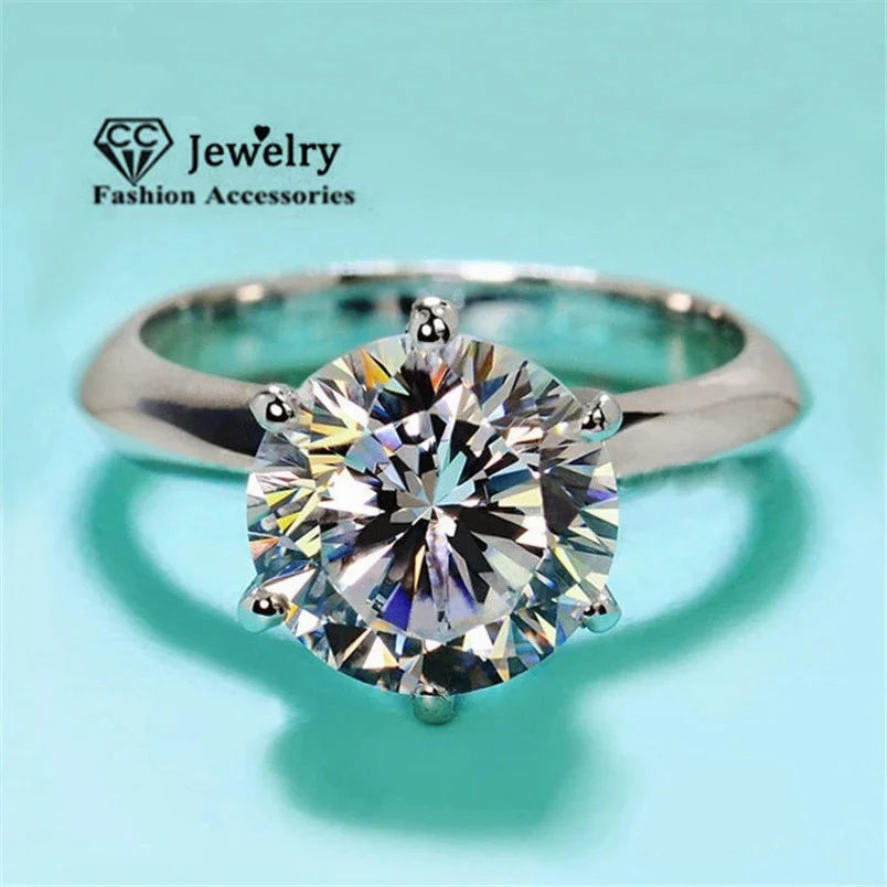 1 Carat Diamant Silver Color Rings For Women White Gold Plated Wedding Engagement Jewelry Party Anillos Mujer Marriage CC633