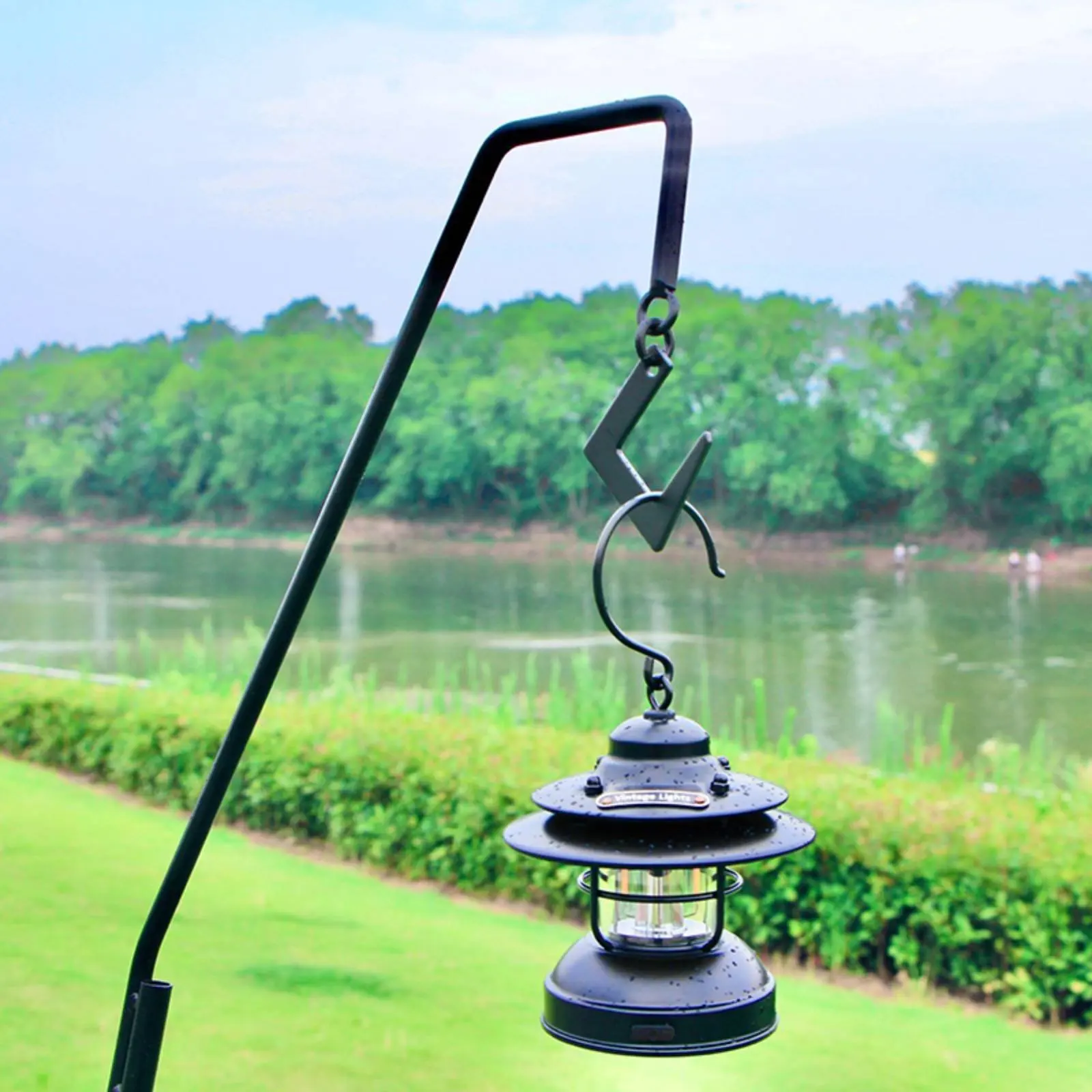 Camping Lantern Stand Detachable Camping Light Pole Camp Kitchen Hanger Stand Easy to Assemble Folding Lamp Pole Toolwithout