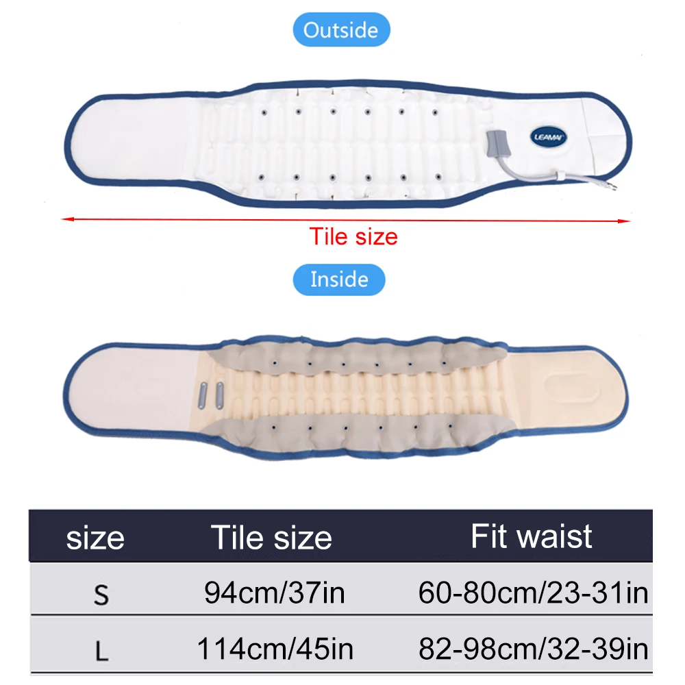 ترقية حزام الظهر لتخفيف الضغط - دعامة أسفل الظهر - لتخفيف الآلام - مدلك دعم قطني قابل للنفخ لجر الخصر
