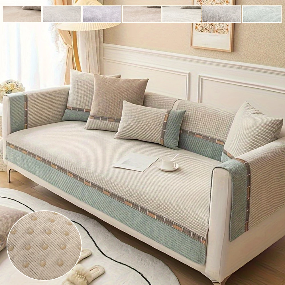 

Soft Quilted Chenille Sofa Cover for Non-Slip Elastic Couch Protector for Sofa Bed Living Room Home Modern Washable Breathable