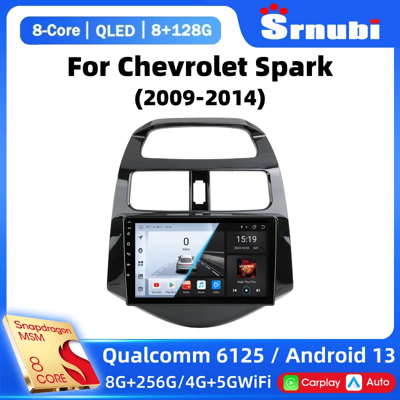 2 Din Android 13 Autoradio Voor Chevrolet Spark Beat Matiz Creatieve 2009-2016 Qualcomm SM6125 Auto Intelligente Systemen 4G Carplay