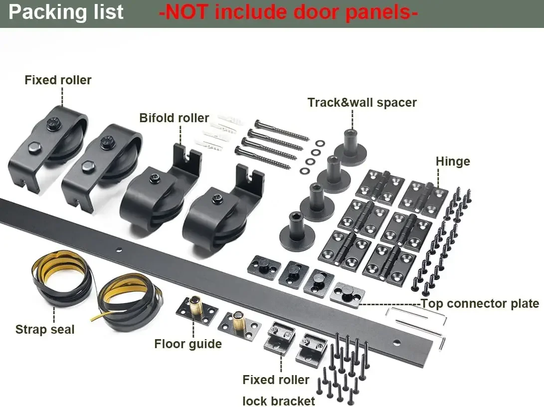 63in Bi-Foldingเลื่อนBarnฮาร์ดแวร์ประตู,1 ชิ้นเลื่อนTop Mount Roller,ชุดสําหรับ 4 ประตู (ไม่มีประตู),fit MAXประตูกว้าง