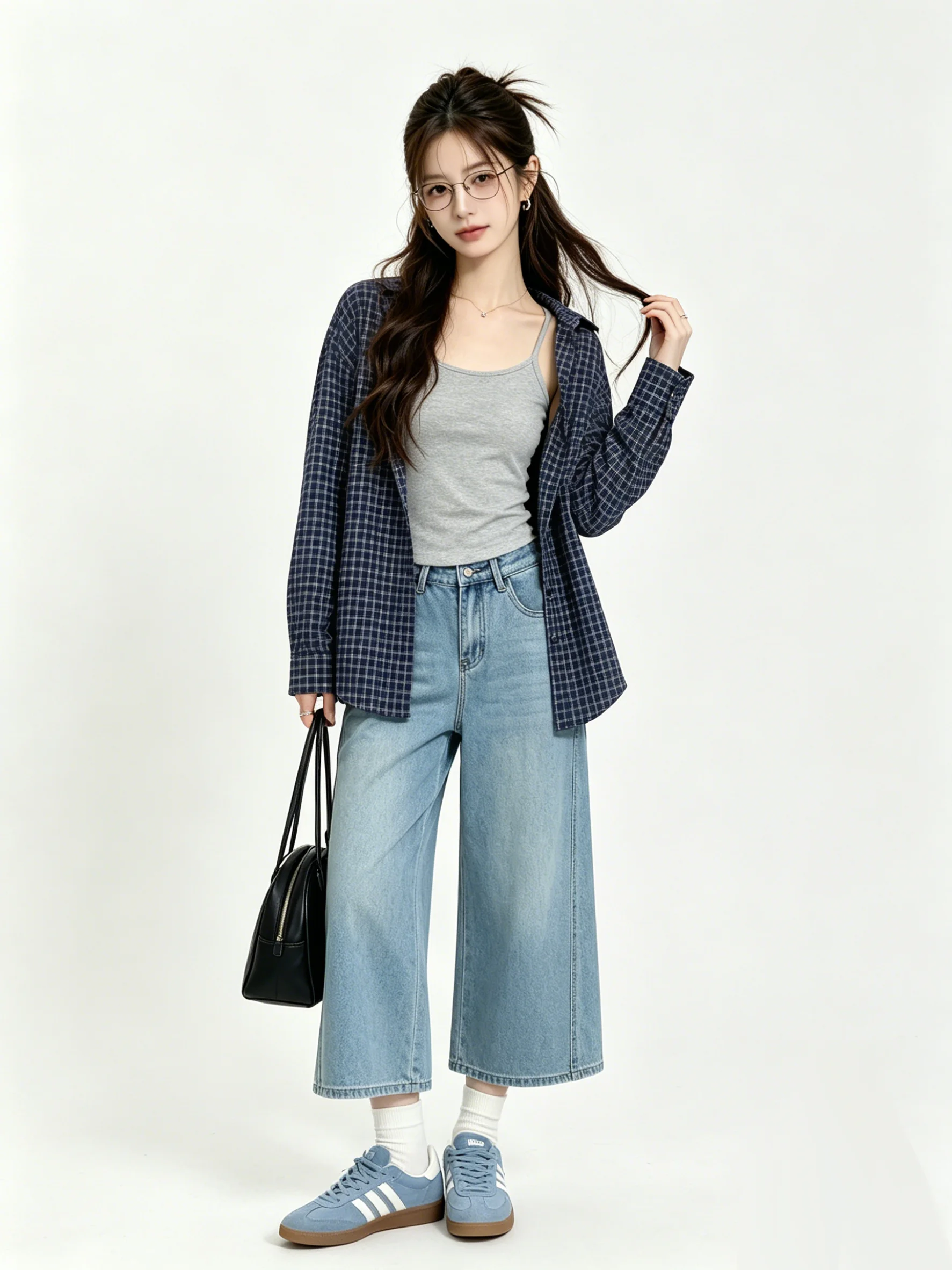 High Waist Wide Leg Denim Jeans Korean Style Commuter Vintage Loose Slimming Summer Skin-friendly Drapey Eighteen Pants