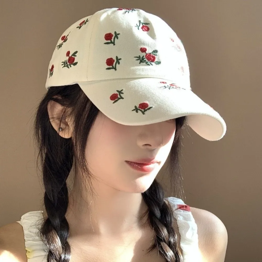 

Fashion Sweet Style Embroidered Baseball Cap Sunshade Breathable Sun Hat Sun Protection Cap Women