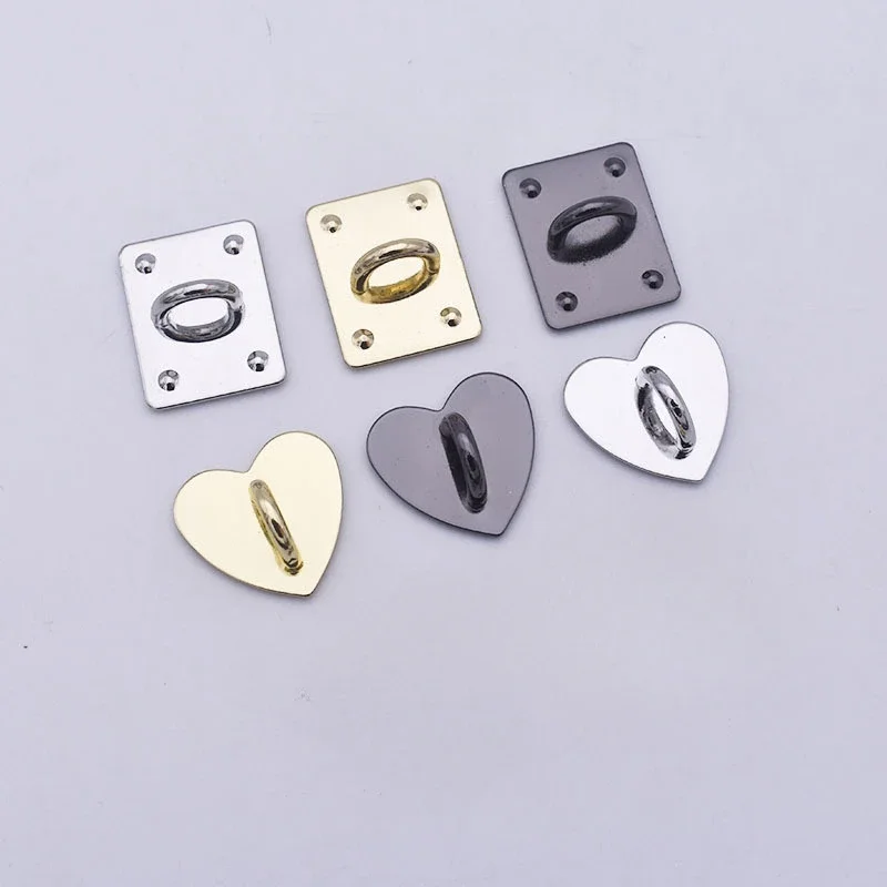 5pcs Korean Fringe Metal Hook Diy Accessories Round Heart Square Button Mobile Phone Case Pendant Alloy Material