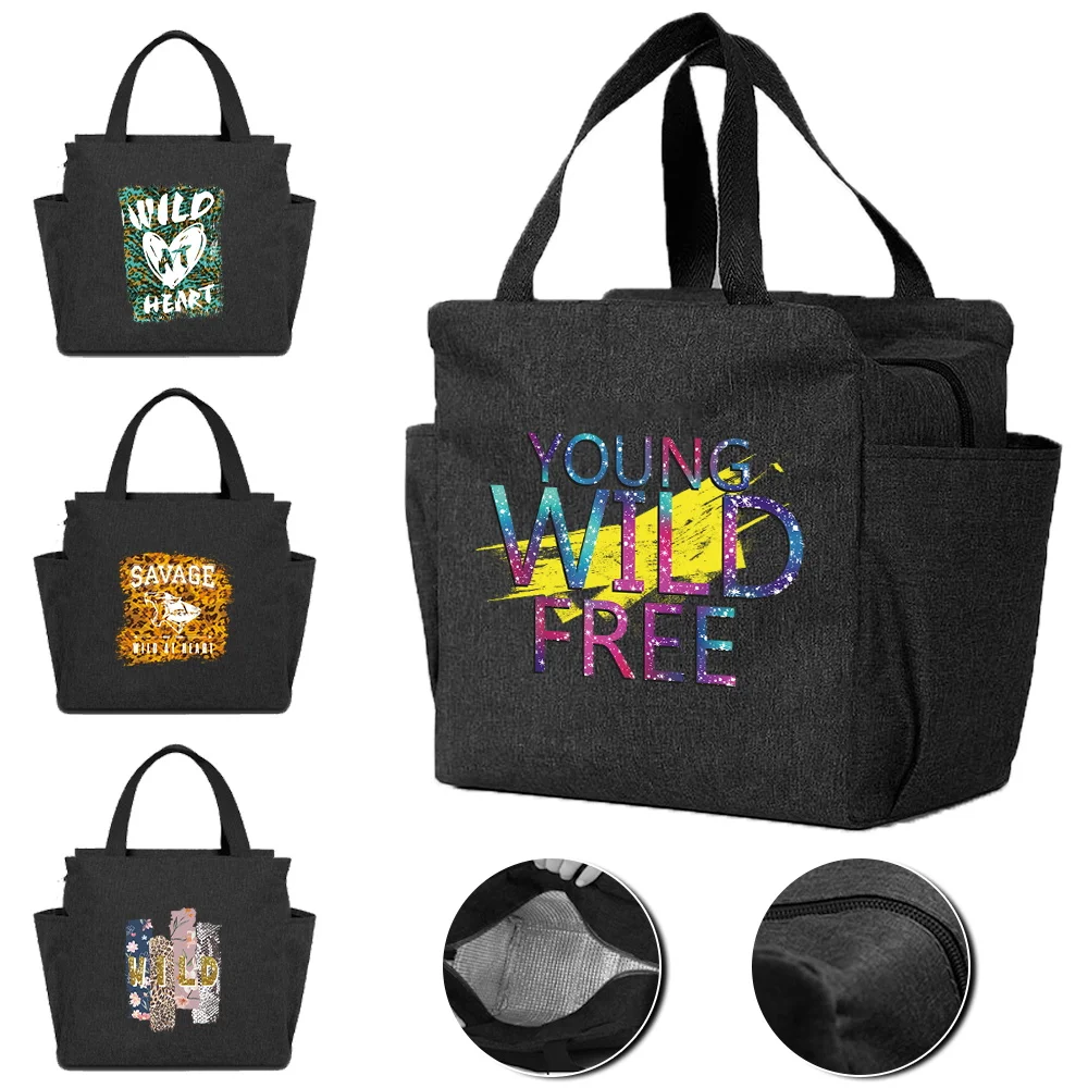 Lunch Box Bag for Kids Insulation Carry Tote Bags BIG Capacity  Original Design Wild Series Printing Aluminum Foil Box