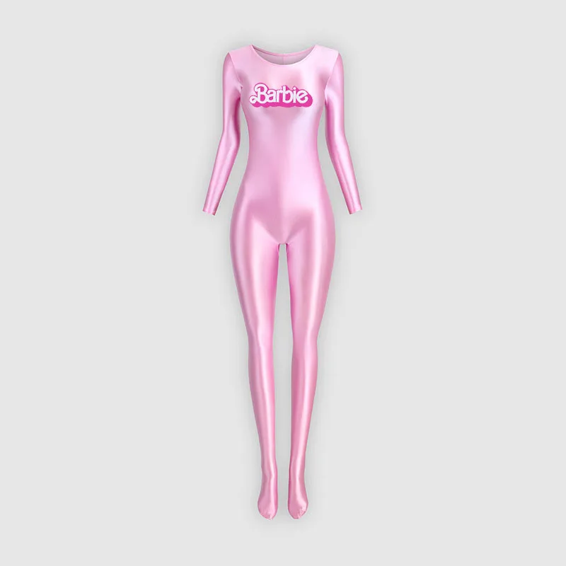 

European American Barbie Shaping Jumpsuit Women's Sexy Tight Shiny Stretch Yoga Fitness Long Sleeve All-Inclusive Jumpsuit