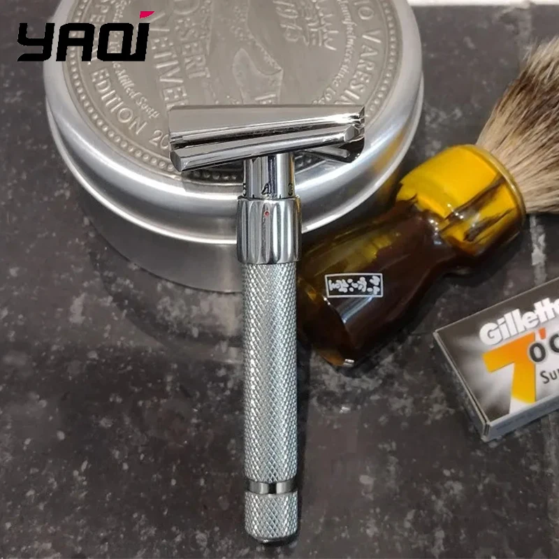 Yaqi Torqx Stainless Steel Slant Adjustable Safety Razor Blade Gaps (0.6mm to 1.8mm) Razor 90mm Handle Length And 12mm Diameter