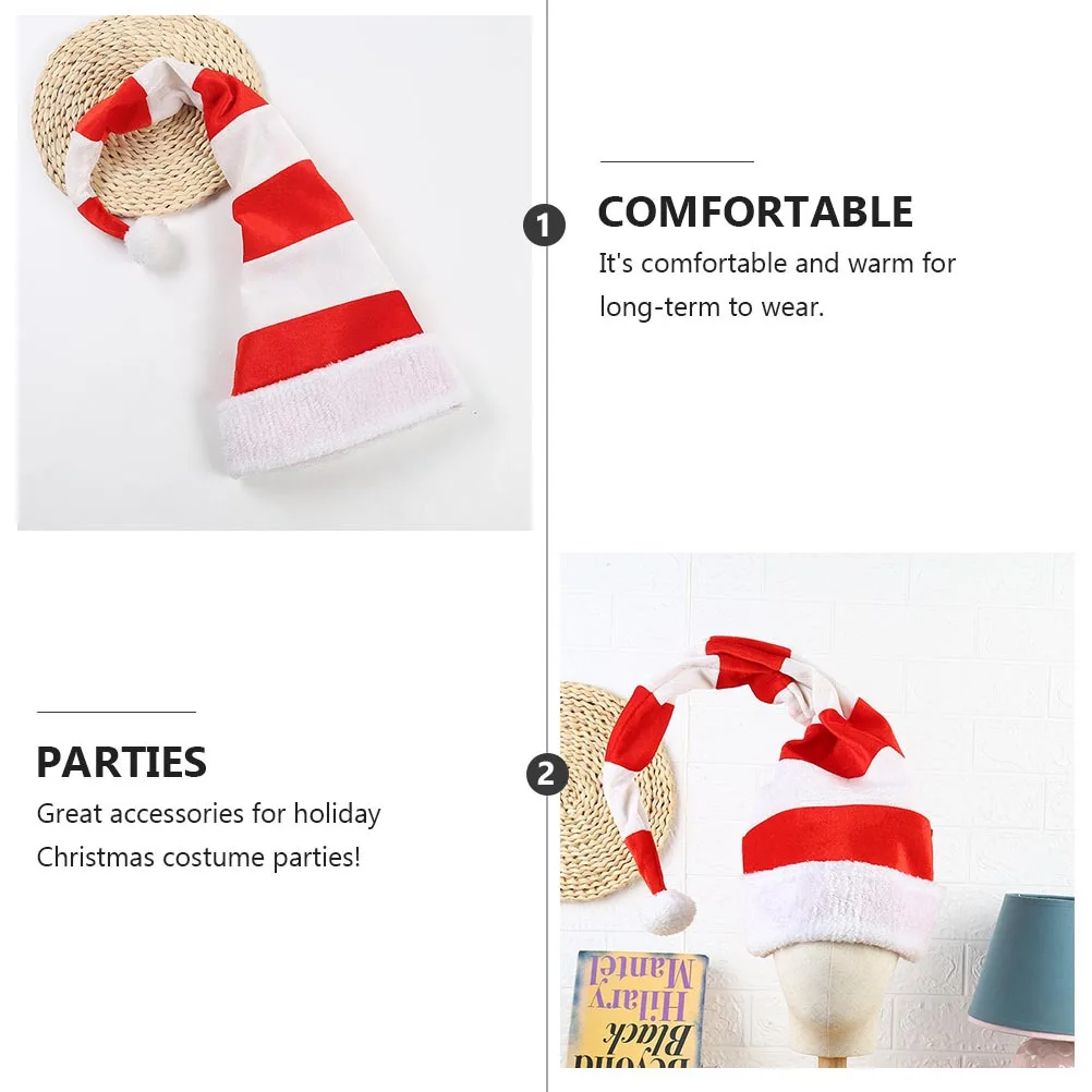 

1Pcs Red White Striped Christmas Hat Comfortable Soft Skin Friendly Xmas Santa Holiday Party Cap Christmas Hat