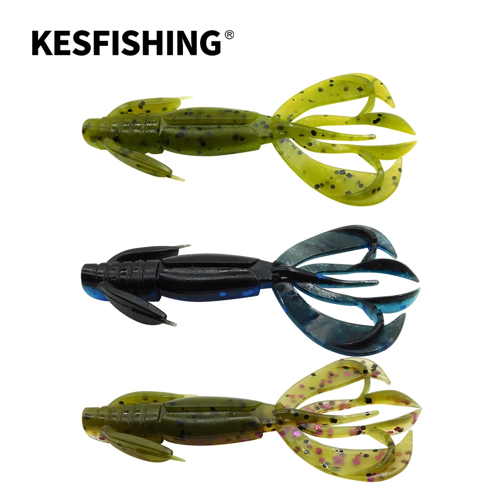 

KESFISHIN New Small craw lure Crazy Flapper 60mm 2g 10pcs silicone bait Plastic lure for Bass Pike fishing