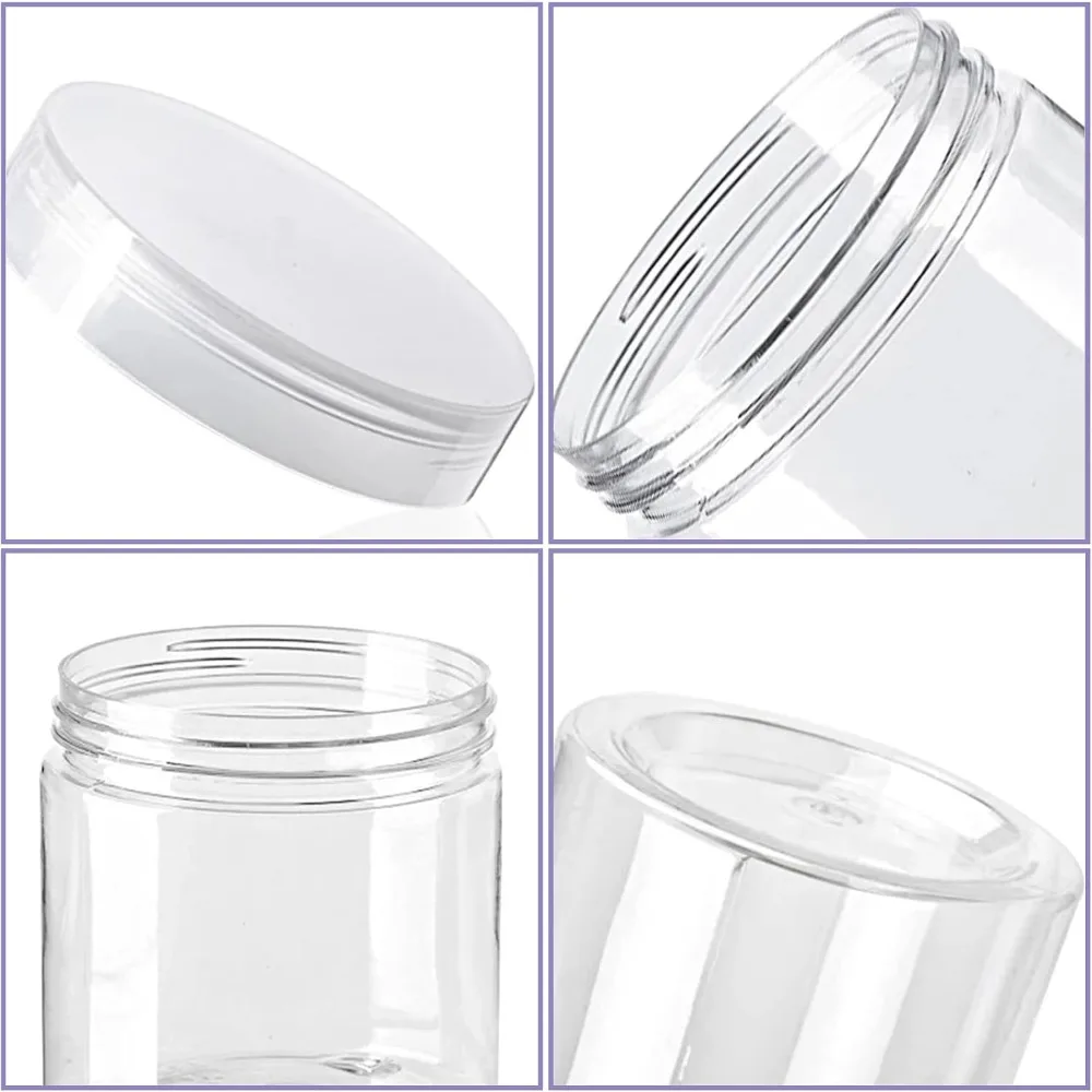 20 Pack 4oz Clear Plastic Jars with Lids 115ml Wide Mouth Empty Round Containers for Candy Beads Lotion Slime Making Food Storage Refillable Containers view 3