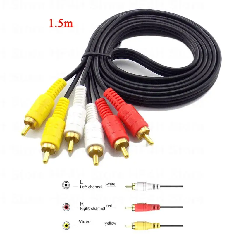 1.5m 3 RCA to 3RCA Male to Male 4N OFC Audio Video AV Cable RCA Audio Cable for Home DVD TV Amplifier CD Soundbox RCA Wire B4