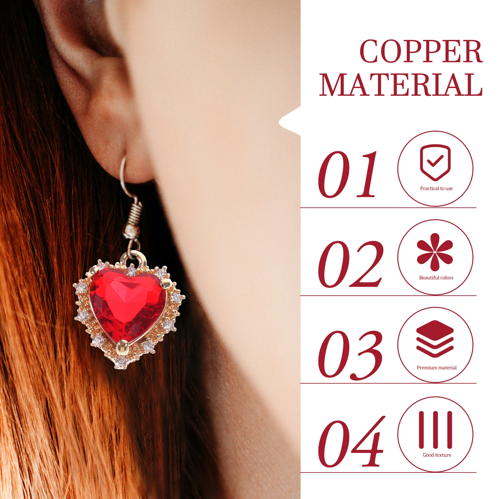 

10pcs Heart Pendant Bracelet Necklace Copper DIY Jewelry Accessories Earrings Charms naments for Crafts H made Decorations