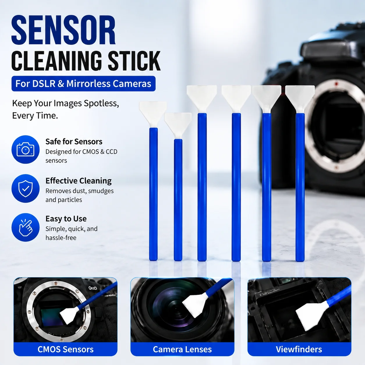 Camera Sensor Cleaning Stick CMOS CCD Wiper Tool for DSLR Mirrorless Lens Full Frame Crop Sensor Cleaning