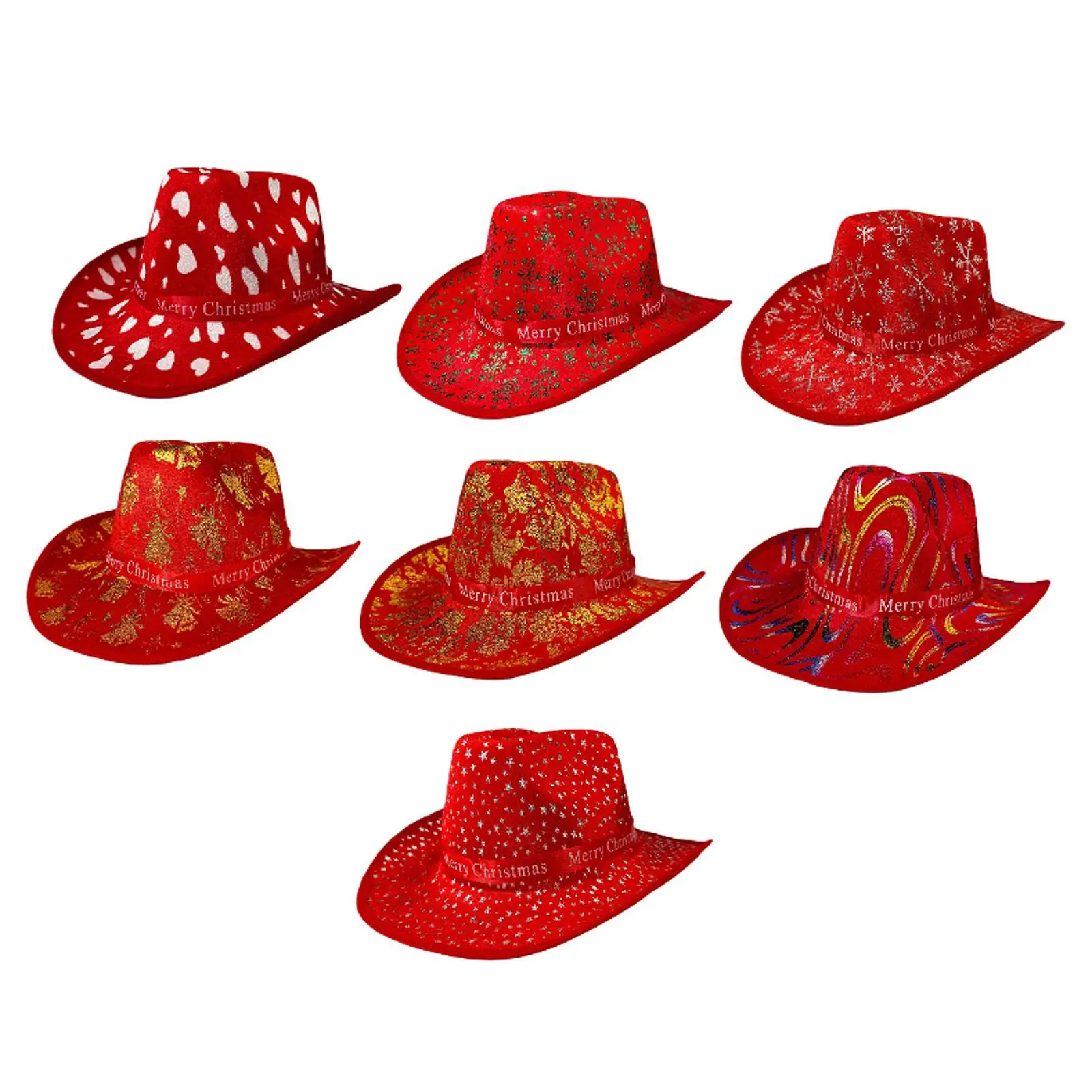 Christmas Western Cowboy Hat Fashion Versatile Christmas Hat for Prop Stage Performance Show Celebrations Party Supplies Cosplay