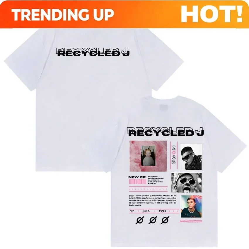 Customization Rapper RECYCLED J Tour Album 2025 Merch T-Shirt Men's Retro Hip Hop Gothic Clothing T Shirt Casual Cotton Short Sl