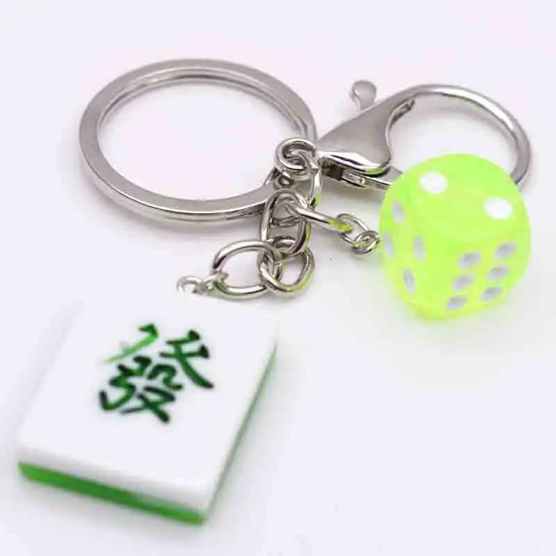 Genuine Mahjong Dice Popcorn Ice Cream Lollipop Creative Cartoon Keychain  For Keyring Bag Car Key Chain Ring Pendant Gifts