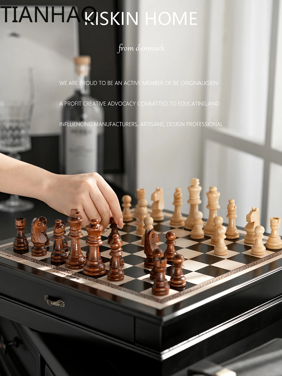 Solid wood chess high-end chess game special set children's primary school drawer model chess board