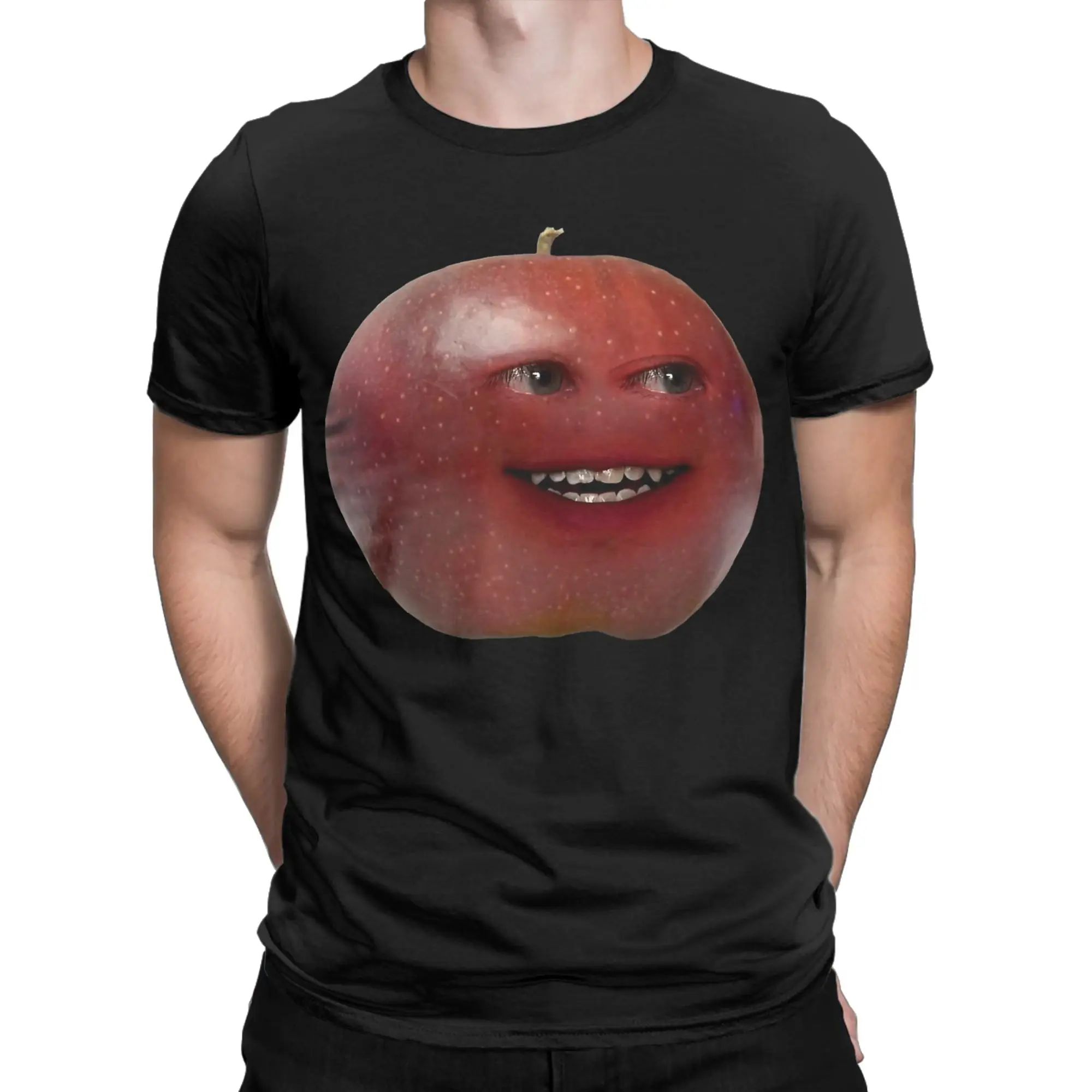 Funny Annoying Orange Apple T-Shirt Men Cotton Short Sleeve  Crewneck Summer Tops