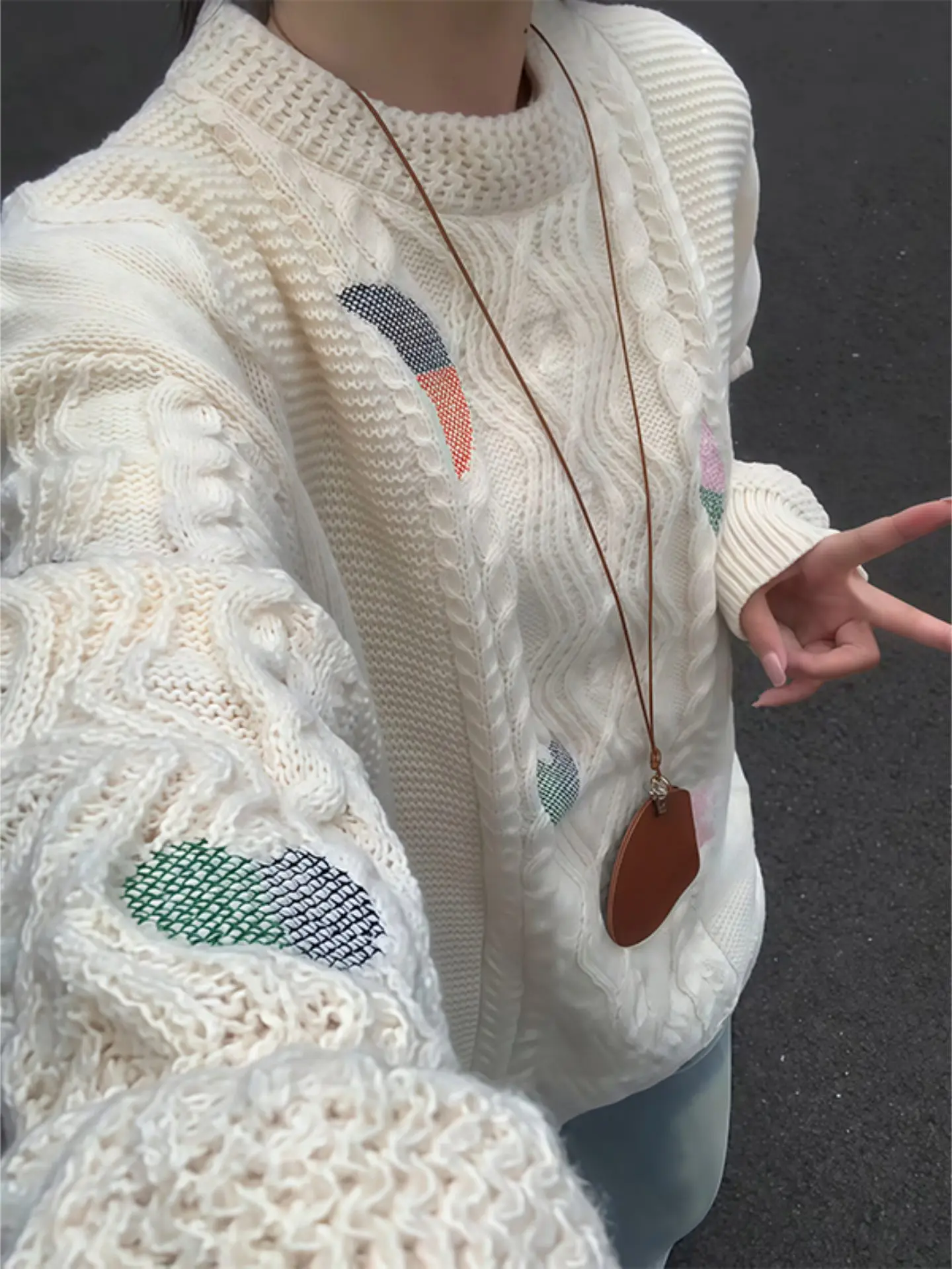 

Thiened Winter Knitwear Men's round Ne Twisted Stitch Sweater Lazy Sle Coarse Yarn Knitted Pullover Warm Ciwalk Outdo...