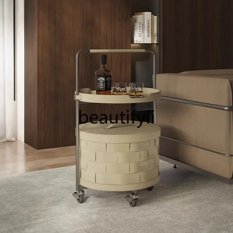 X Minimalist Sofa Side Table Modern Simple Mobile Trolley Stainless Steel Small Coffee Table