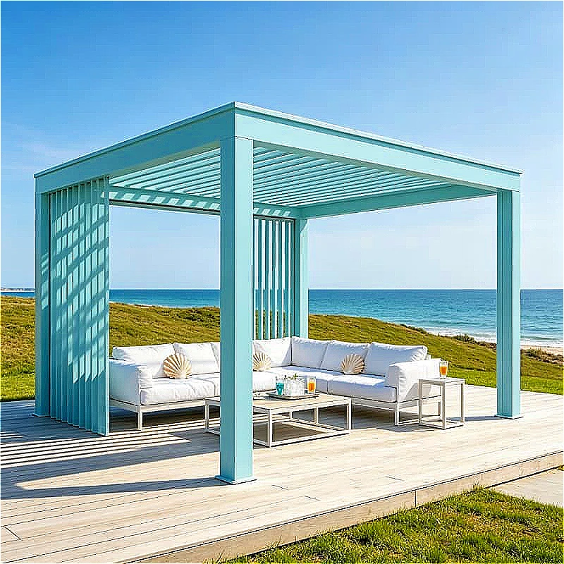 Outdoor Kitchen Pergola 4x4m Aluminum Louvered Motorized Waterproof Roof For Garden Patio Deck Carport Gazebo Customized