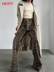 OOTN Spring Leopard Print Jogger Pants 2024 Street Style Pant Women Fashion Casual High Waist Wide Legs Trousers Female Autumn