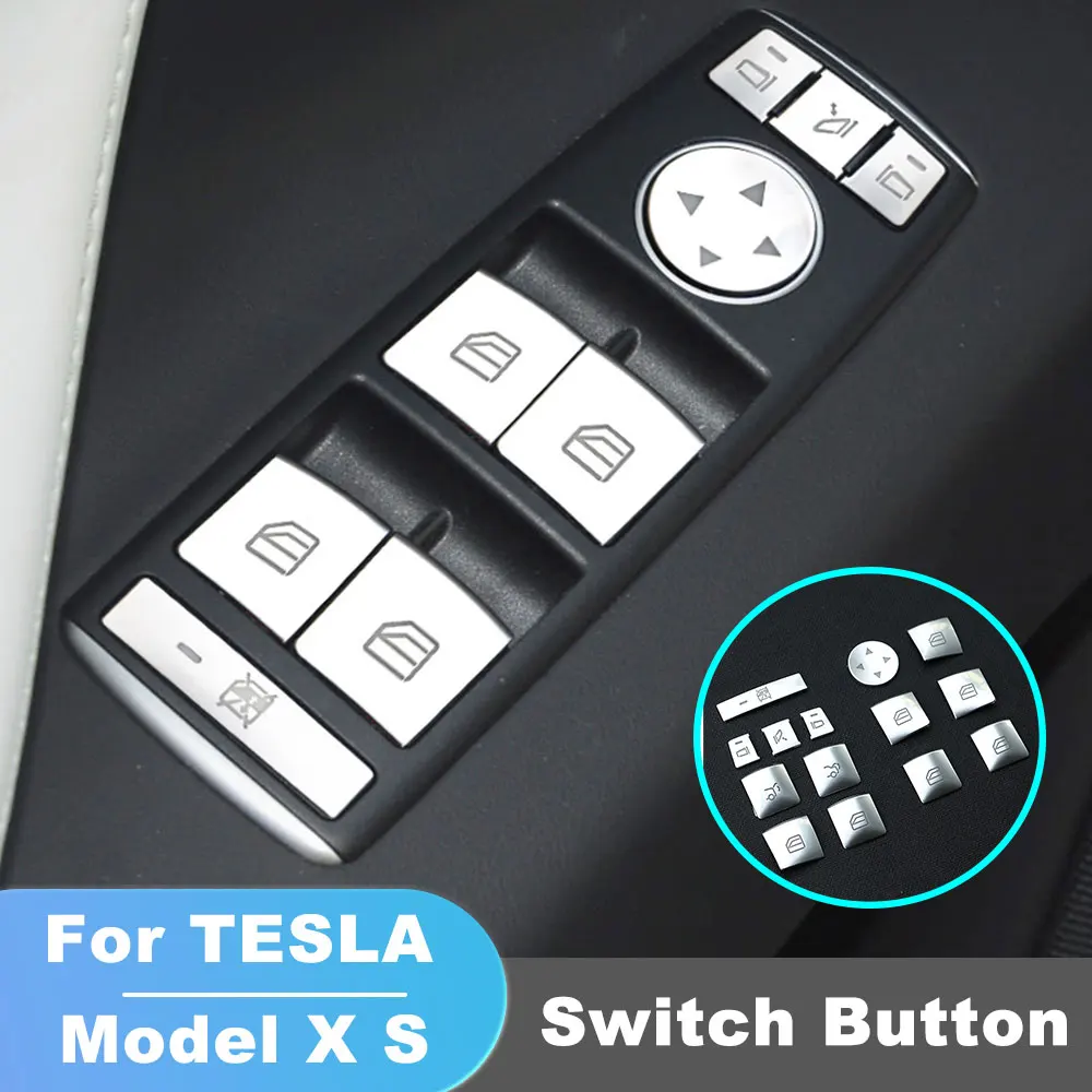 

For Tesla Model X S 2012-2020 Window Lift Switch Button Door Open Panel Sticker Trim ABS Plastic Interior Car Accessories