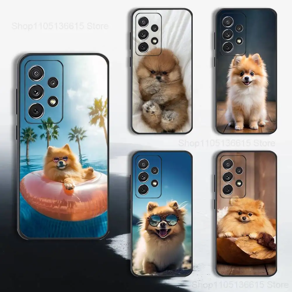 

Cute animal Pomeranian Dogs Phone Case For Samsung S25,S24,S23,S22,S21,S20,S10,S9,Ultra,Plus,Lite,FE,Soft Silicone Black Cover