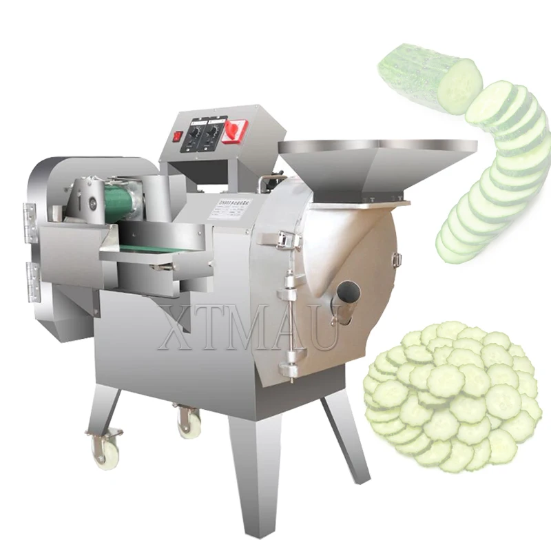 

220V Double Headed Vegetable Cutter Commercial Multi Function Automatic Vegetable Fruit Cutter Machine