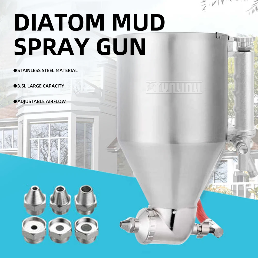 Texture Paint Spray Gun, Stainless Steel for Stone Paint & Latex, Mini Sprayer for Wall Coating