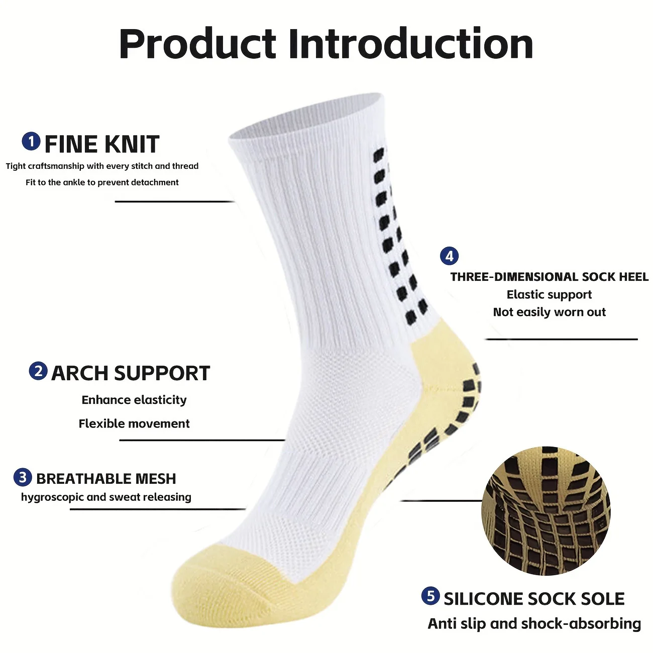 6 pares de calcetines antideslizantes para hombre y mujer, fútbol, baloncesto, Rugby, béisbol, ciclismo, correr, senderismo, tenis, monopatín